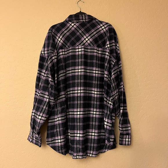 NWT Rue+ Purple/Navy/White Plaid Flannel Shirt - Picture 10 of 15